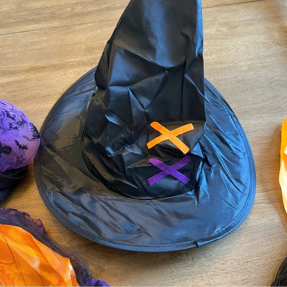 Girls Witch Halloween Costume with Light Up Dress Hat with Broom Size Medium - Picture 8 of 12